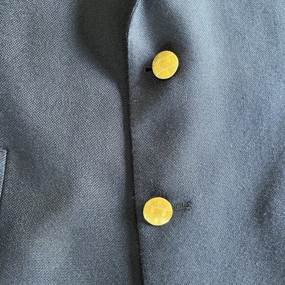 Vintage Lanvin men’s Navy Blue Two Button Blazer Jacket military gold - Picture 4 of 13